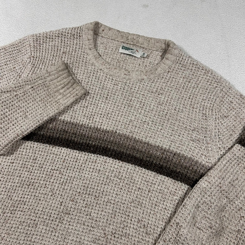 Wellen Fisherman Waffle Knit Crewneck Sweater Mens Medium Stripe Seawool